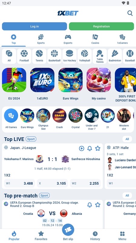 1xBet: home with sports, casino and live matches